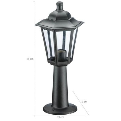 Balizador Mini Poste 44cm Preto Luminária Bivolt Grega Cristal Lente Transparente