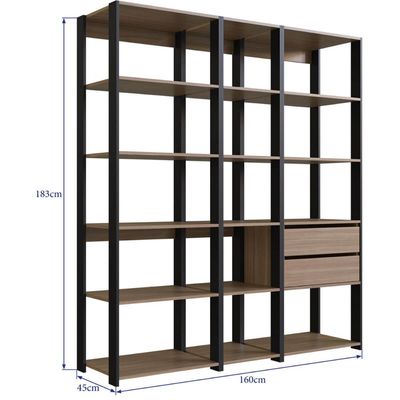 Guarda Roupa Closet 3 Módulos Nicho E Gaveta Preto E Montana Easy Prodecor Estante Multiuso