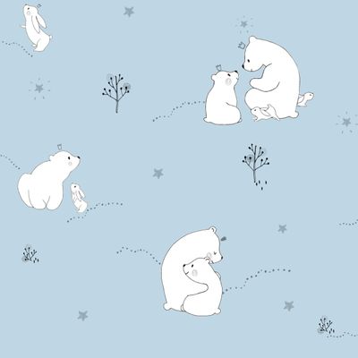 Papel de Parede Fofura Baby Ursinhos Fundo Azul Claro FF4003