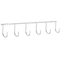 Suporte Porta Xícaras Lateral Cromado 6 Ganchos para Fixação em Móvel ou Parede