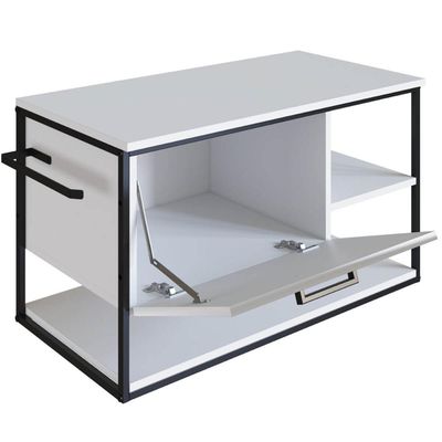 Gabinete Suspenso de Banheiro 80cm Branco Estilo Industrial Sem Cuba Placa e Ponto