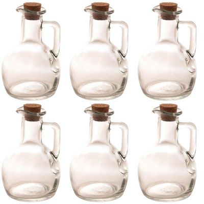 6 Galheteiros Servir Garrafa de Vidro Tampa Rolha Azeite 180ml Lyor Porta Condimentos de Mesa