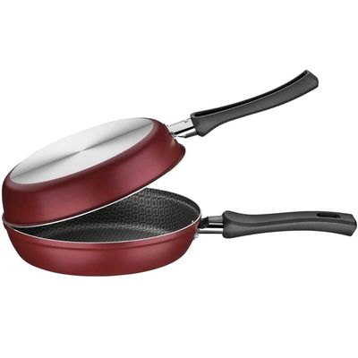 Omeleteira Alumínio Antiaderente Starflon Frigideira Dupla 20cm Loreto Vermelha Tramontina Vermelho