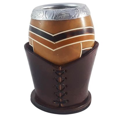 Conjunto Para Chimarrão Mate Tererê Tripé Couro Tradicional