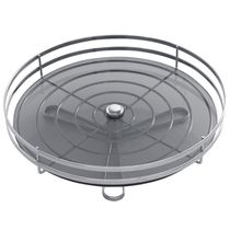 Fruteira Redonda Simples de Mesa Cromada Vidro Giosul Cesto para Frutas Legumes Aramado Piatina