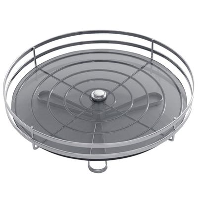 Fruteira Redonda Simples de Mesa Cromada Vidro Giosul Cesto para Frutas Legumes Aramado Piatina