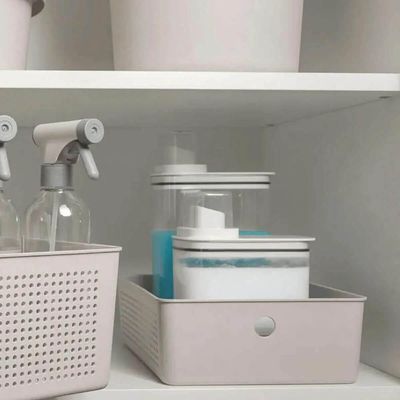 8 Caixas Organizadoras Multiuso Flow Bege 12L Ou Cestos Plásticos Lavanderia Closet