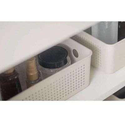 8 Caixas Organizadoras Multiuso Flow Bege 12L Ou Cestos Plásticos Lavanderia Closet