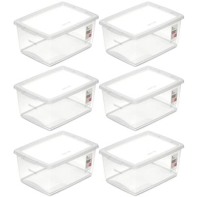 Kit 6 Caixas Organizadoras com Tampa 7,5L Empilháveis Ordene Maquiagem Brinquedos