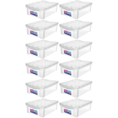Kit 12 Caixas Organizadoras Ordene 13,5L Tampa Empilhável Radical Color Média