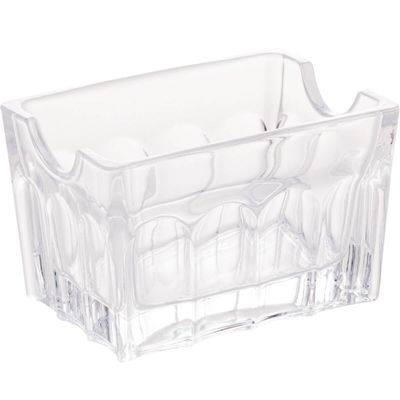 Porta Sachê de Vidro Faces Lyor 8x5,5cm Suporte de Mesa para Chá Açúcar Sal Molho Transparente