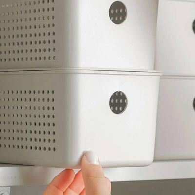 Cesto Organizador 27x12x9cm Flow Bege Caixa Organizadora 3L Lavanderia Banheiro