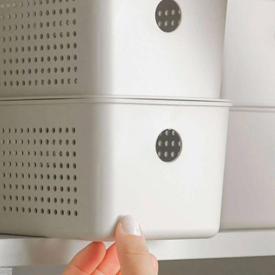 Kit 5 Cestos Organizadores Retangulares com Alças 6,6L Bege Flow Lavanderia Closet Banheiro