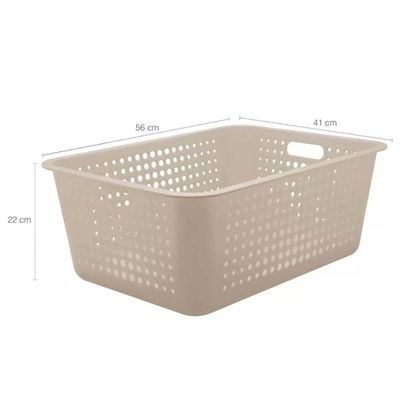 Kit 4 Caixas Organizadoras 40l Maxi Bege Cesto Plástico com Alça Lateral Multiuso Organizador Ou