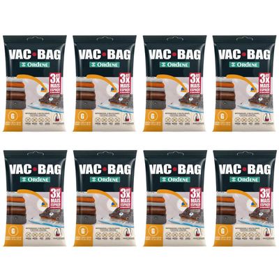 Kit 8 Sacos a Vácuo para Roupas 55x90cm Organização Armário Vac Bag Grande Impermeável Ordene