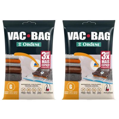 Kit 2 Sacos a Vácuo para Roupas 55x90cm Impermeável Grande Vac Bag Ordene Organizador Mala de Viagem
