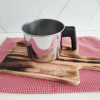 Caneca Inox 1L Pequena Fervedor Leiteira com Alça Baquelite Zanella