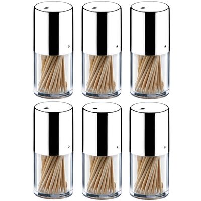 Conjunto 6 Paliteiros Inox Porta Palitos de Dente Restaurante Lancheria Brinox