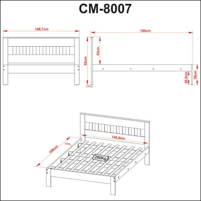 Cama de Casal CM8007 Para Colchão de 138x188cm Branca Tecnomobili