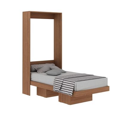 Cama Retrátil 193x97x198cm Solteiro Nichos Amêndoa CM8015 Tecnomobili
