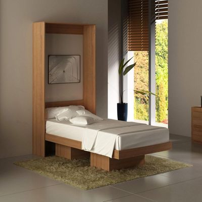 Cama Retrátil 193x97x198cm Solteiro Nichos Amêndoa CM8015 Tecnomobili
