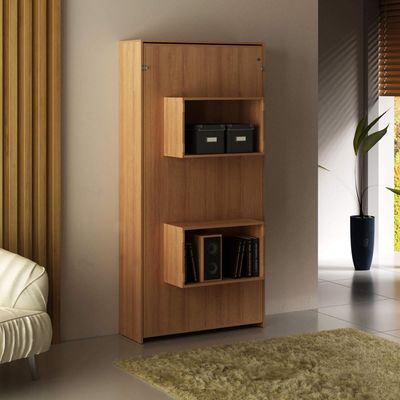 Cama Retrátil 193x97x198cm Solteiro Nichos Amêndoa CM8015 Tecnomobili