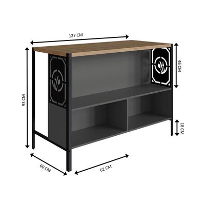 Mesa Bancada Gourmet Industrial 127cm P1034 Mel/Grafite
