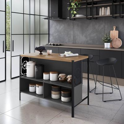 Mesa Bancada Gourmet Industrial 127cm P1034 Mel/Grafite