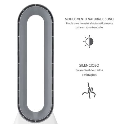 Ventilador Bladeless Spirit 90 Cm 3 Velocidades Branco com Prata / 220V