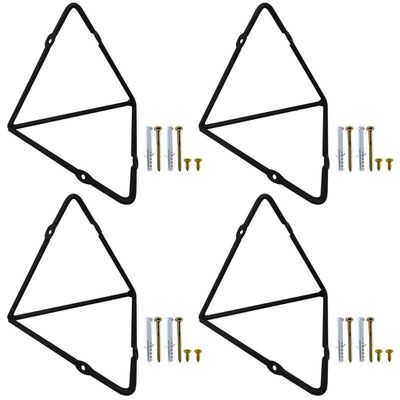 Kit 4 Mãos Francesas Pequenas Triangulares Suportes Aramados Estilo Industrial Preto