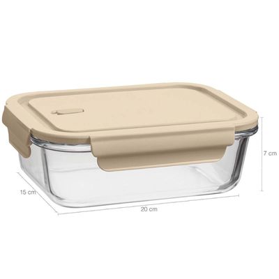 Pote de Vidro Hermético 1,04L Retangular Capuccino UZ Porta Mantimentos Marmita Borossilicato