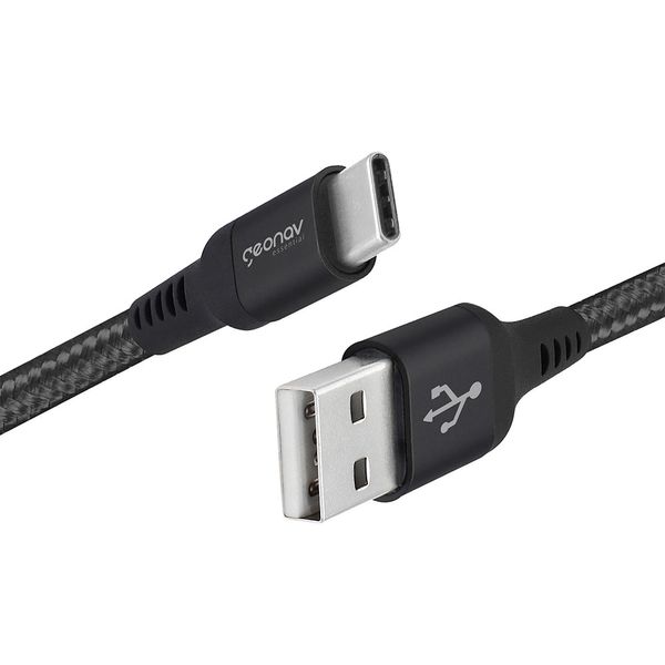 Cabo USB-C Geonav em Nylon Trançado com 1,5 Metro Preto Cabo USB-C Geonav em Nylon Trançado com 1,5 Metro Preto