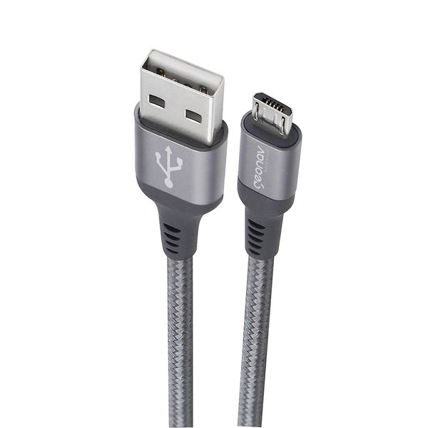 Cabo Micro USB Geonav em Nylon Trançado com 1,5 Metro Cinza