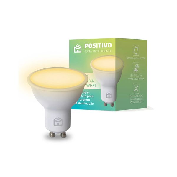 Smart Lâmpada Spot Positivo Wi-Fi Smart Home 350 Lúmens RGB Dicroica LED 4,5W Bivolt Branca