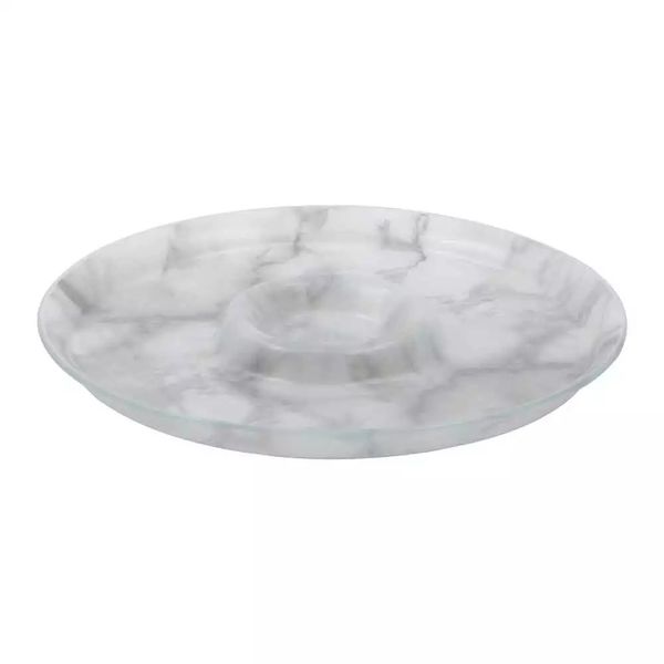 Petisqueira em Vidro Decorglass Redonda Marmorizada