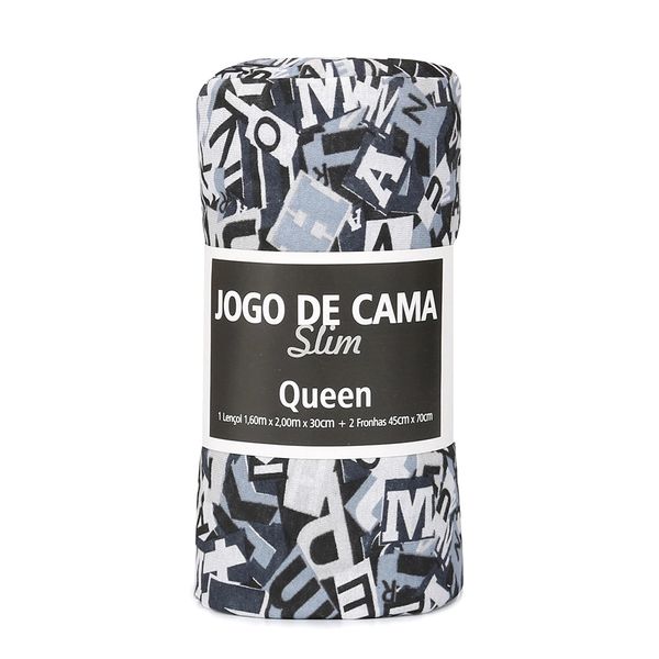 Jogo de Cama Queen Porto Franco Malha Slim Estampado 3 Peças