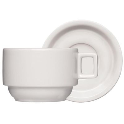 Xícara de Porcelana Chá Café 210ml com Pires Bar Hotel Germer Branca Restaurante