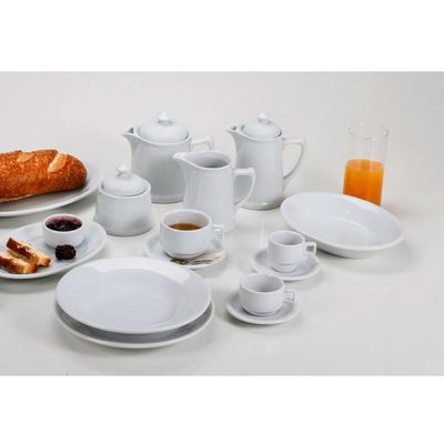 Xícara de Porcelana Chá Café 210ml com Pires Bar Hotel Germer Branca Restaurante