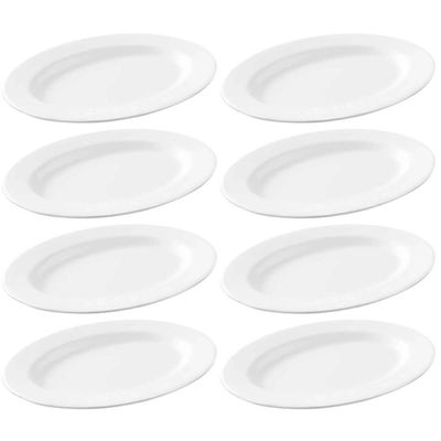 8 Bandejas para Servir Melamina Branca 20x14cm Buffet Travessa Saladas Petiscos Restaurante