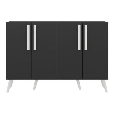 Aparador Buffet 4 Portas Com Pés Retrô Viena Preto/branco