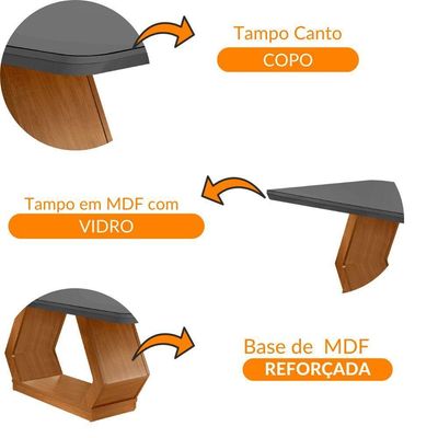 Mesa Sala De Jantar Lara 180cm Com Canto Copo
