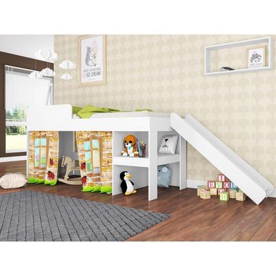 Cama Infantil Com Cortinas Para Colchão 188x88cm Multimóveis Cr40070 Branca Branco