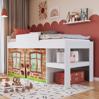 Cama Infantil Com Cortinas Para Colchão 188x88cm Multimóveis Cr40070 Branca Branco