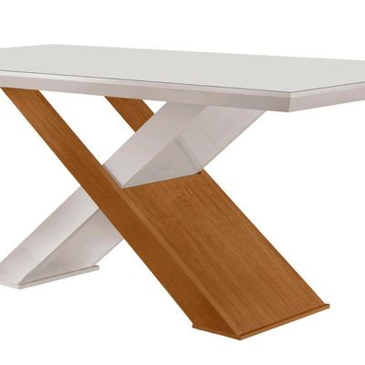 Mesa Para Sala De Jantar Carol 180cm Em Mdf E Vidro