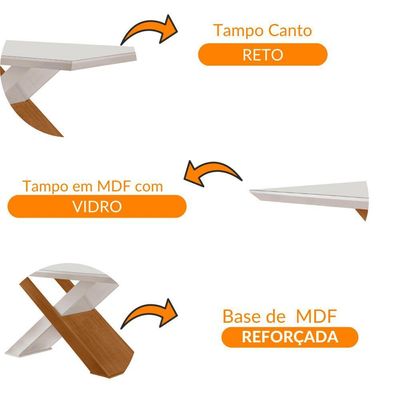 Mesa Para Sala De Jantar Carol 180cm Em Mdf E Vidro