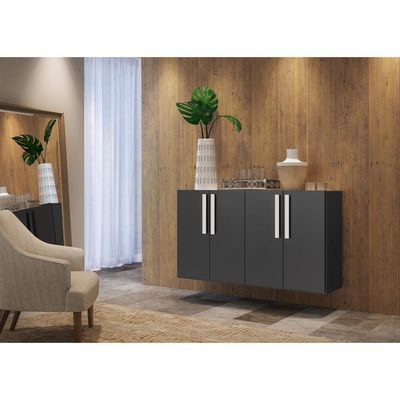 Aparador Buffet 4 Portas Suspenso Viena Preto/branco
