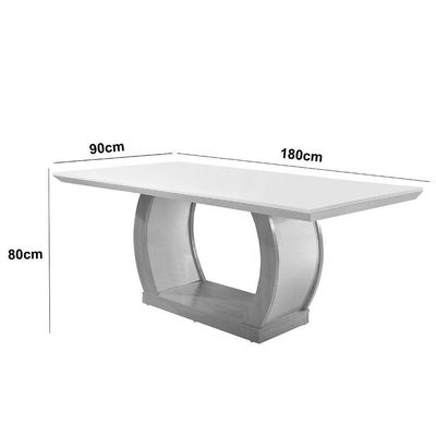 Mesa Para Sala De Jantar 180cm Em Mdf E Vidro Com Canto Copo
