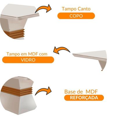 Mesa Sala De Jantar Lucy 120cm Canto Copo Off White