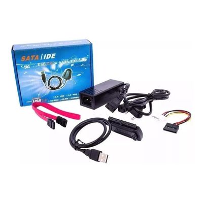 Adaptador Usb 2.0 + Fonte Energia Para Converter Hd De Pc = USB 2.0 480 MBPS = COMPATIVEL COM HD HARD DISK DRIVE IDE ATA