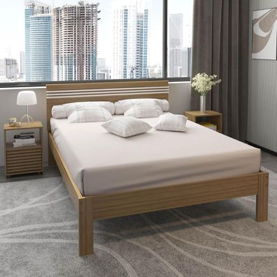 Cama de Casal 195x148,5x93cm MDP Amêndoa Tecnomobili CM8009 Quarto